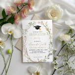 Invitación Meadow Wildflower Graduation Party Invite<br><div class="desc">Celebrate your milestone with this "Meadow Wildflower" graduation party invitation. Featuring a delicate oval frame of watercolor field flowers, grasses, and botanical sprigs surrounding a classic graduation cap. This elegant, nature-inspired design with soft sage green accents is perfect for university or high school graduates. Easily personalize all event details for...</div>