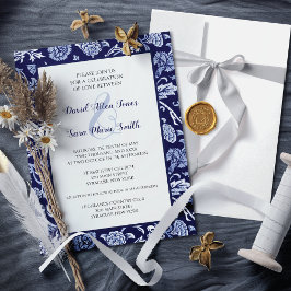Invitación Meadow Wildflowers Indigo Blue Wedding Invitation