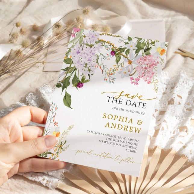 Invitación Meadow Wildflowers Wedding Save the Date (Subido por el creador)