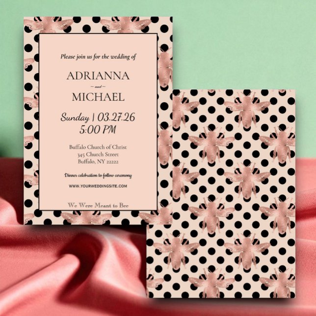 Invitación Meant to Bee Rustic Pink Wedding Invitation (Subido por el creador)