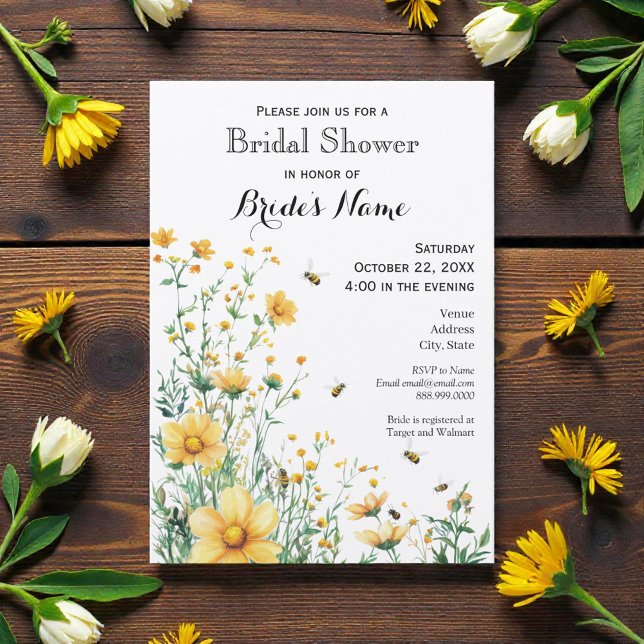 Invitación Meant to Bee Rustic Yellow Bridal Shower (Subido por el creador)