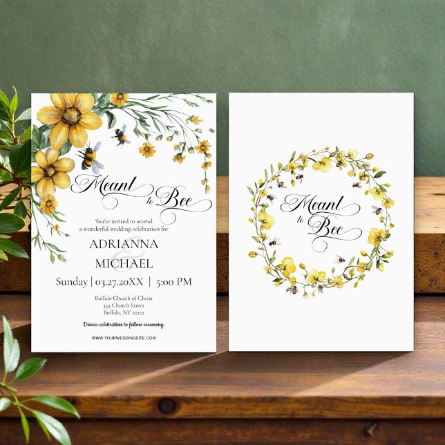 Invitación Meant to Bee Rustic Yellow Wedding Invitation (Subido por el creador)