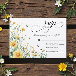 Invitación Meant to Bee Rustic Yellow Wedding RSVP