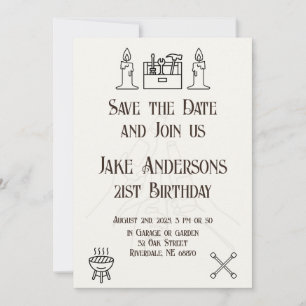 Invitación mecánica en blanco y negro