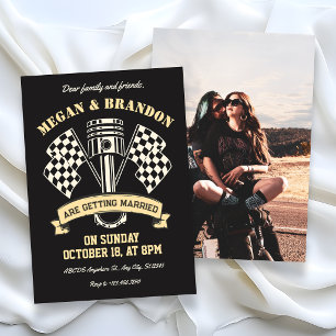 Invitación Mecánico de carreras de motocicletas retro máquina