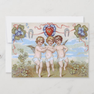 Invitación Medallon de ángel querubín de herradura de trébol