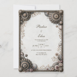 Invitación Medallón de Boda en Bronce Antiguo