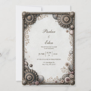 Invitación Medallón de Boda en Bronce Antiguo