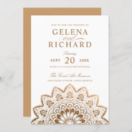 Invitación Medallón de oro Boda elegante de Mandala
