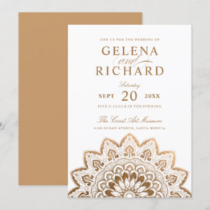 Invitación Medallón de oro Boda elegante de Mandala