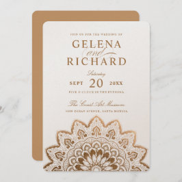 Invitación Medallón de oro Shimmer Mandala Boda