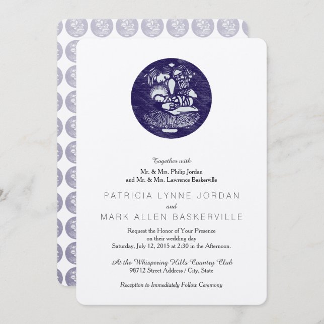 Invitación Medallón Letterpress de la Natividad (Anverso / Reverso)