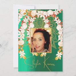 Invitación Media Ceremonia Saree Hindu Floral Garland Green