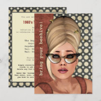 Invitación mediana a la Moda retro Belinda Beehive
