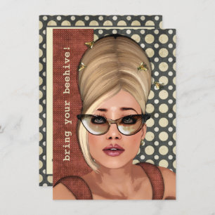 Invitación mediana a la Moda retro Belinda Beehive