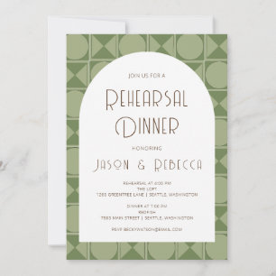 Invitación Mediana de la cena de ensayo verde geométrico mode