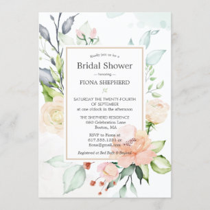 Invitación Mediano verano elegante acuarela Floral Bridal Sho