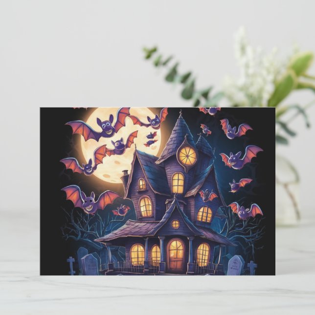 Invitación Medianoche en la Mansión Embrujada (Anverso de pie)