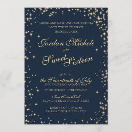 Invitación Medianoche Estrellas Twinkle Sky Sweet Dieciséis c