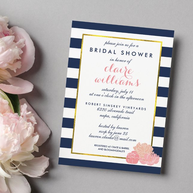 Invitación Medianoche Rubor Peony Bridal Shower (Subido por el creador)