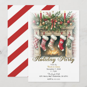Invitación Medias Colgadas junto a la Chimenea Fiesta Navideñ
