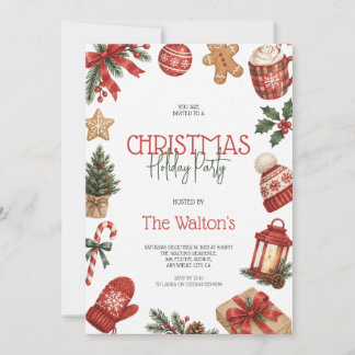 Invitación Medias de Navidad con Acuarela Fiesta Navideña