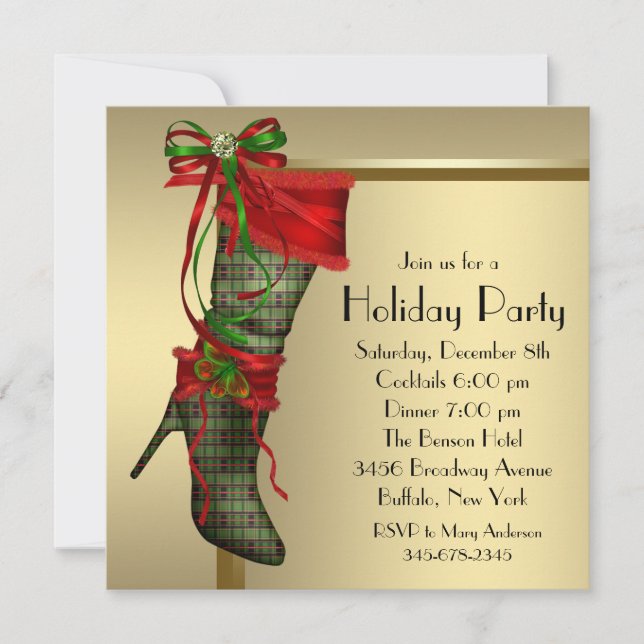 Invitación Medias de Navidad Rojas Medias Rojas de Navidad Do (Anverso)