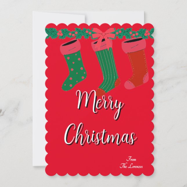 Invitación Medias rojas de Navidad  (Anverso)