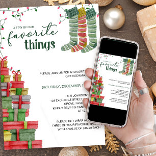 Invitación Medias y regalos de cosas favoritas de vacaciones