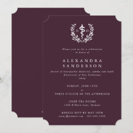 Invitación Médica de Borgoña de Graduación de Medicina Osteop