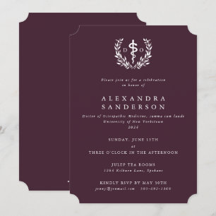 Invitación Médica de Borgoña de Graduación de Medicina Osteop