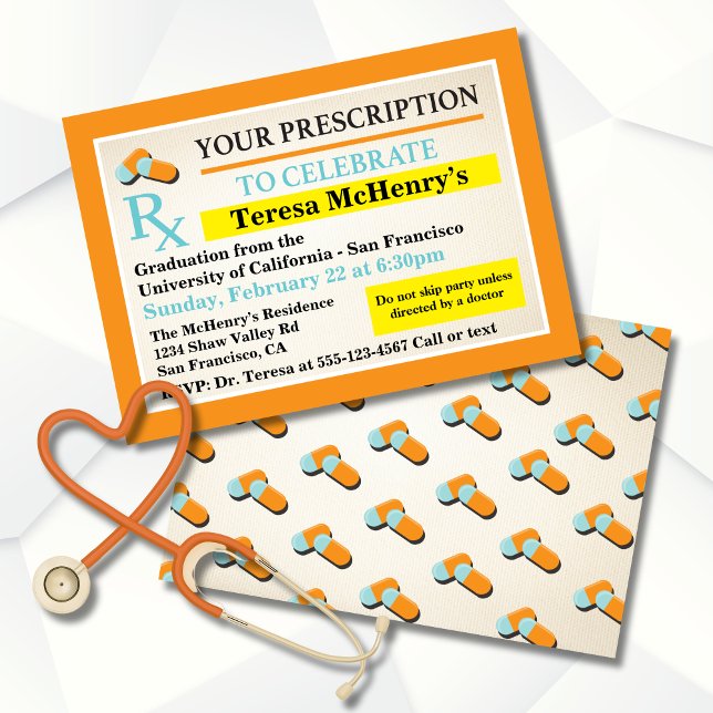 Invitación Médica de Enfermería Graduación Médica Etiqueta de (Subido por el creador)