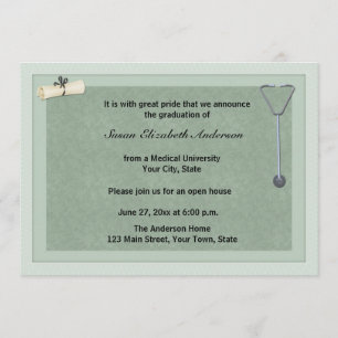 Invitación médica de la graduación del verde del