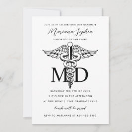 Invitación MÉDICA de Medicina Graduada Personalizado Color In