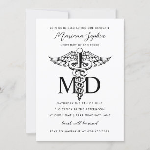 Invitación MÉDICA de Medicina Graduada Personalizado Color In