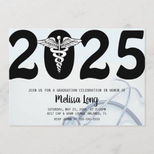 Invitación médica de moda de la graduación de la