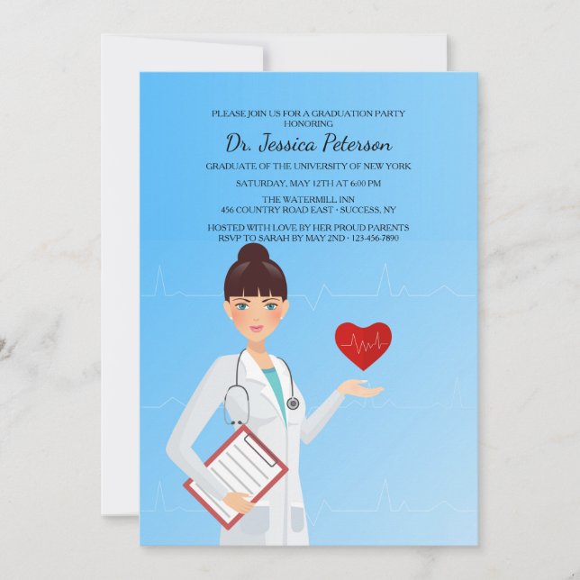 Invitación Médica Femenina bonito (Anverso)