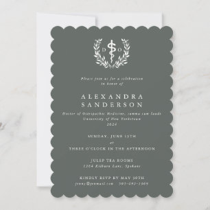 Invitación Médica gris-verde de la medicina osteopática