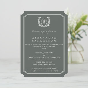 Invitación Médica gris-verde del Grado de Medicina Osteopátic
