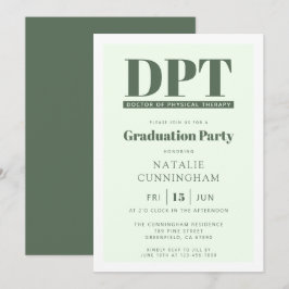 Invitación Médica moderno de DPT de Graduación de Terapia Fís