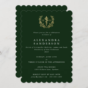 Invitación Médica Verde/Oro del Grado de Medicina Osteopática