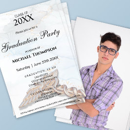 Invitación Medical Caduceus Copper Rose Gold Graduation Photo