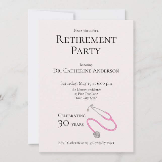 Invitación Medical Doctor Nurse Retirement Party  (Anverso)