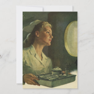 Invitación Medicina Vintage, Enfermera con Herramientas Médic