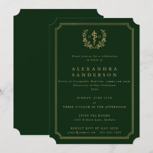 Invitación Médico de Medicina Osteopática Graduado Inv Verde/
