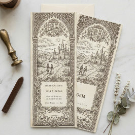 Invitación Medieval Crest Wedding Bookmark Save The Date