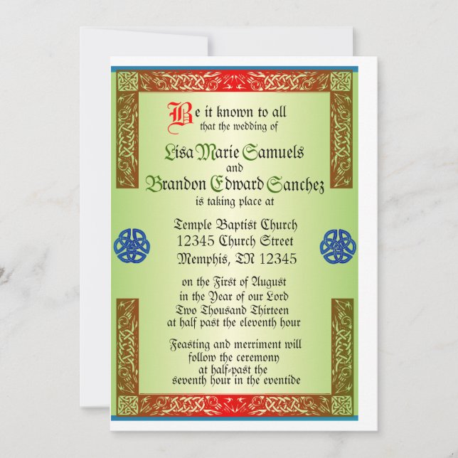 Invitación medieval de la boda de Renaisaince (Anverso)