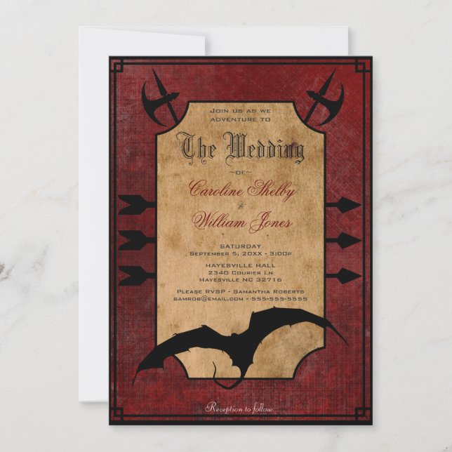 Invitación medieval de la boda del dragón de la (Anverso)