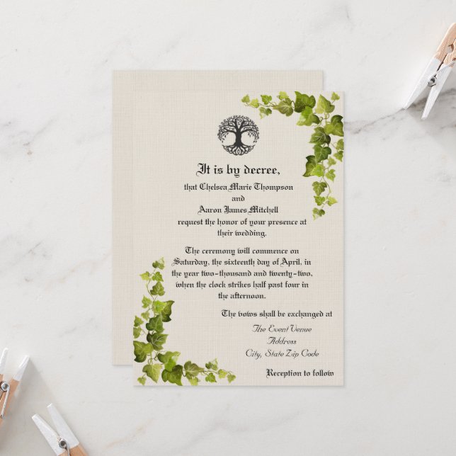 Invitación medieval del árbol de la vida (Anverso/Reverso In Situ)