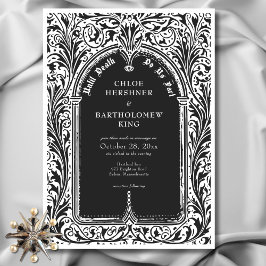 Invitación Medieval gótico blanco negro hasta Boda de muerte